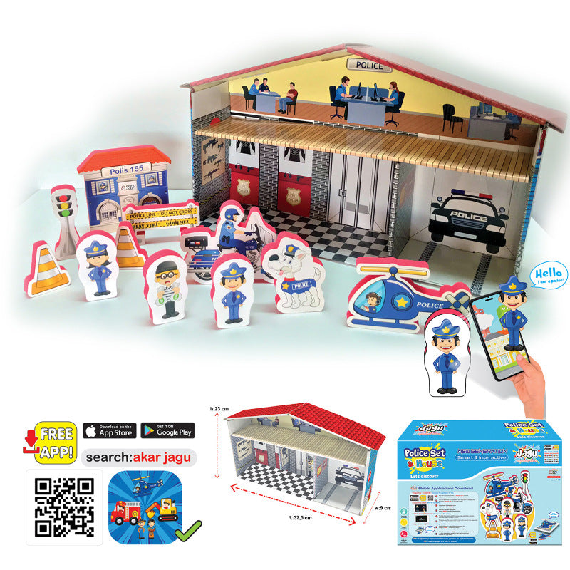 Говореща И Разказваща На Български Игра Профисии Полицейски Участък И Станция И Фигурки С Добавена Реалност 41Х26Х10 На 16 Езика