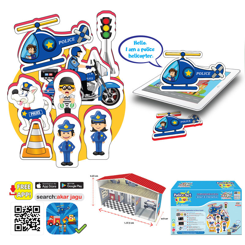 Говореща И Разказваща На Български Игра Профисии Полицейски Участък И Станция И Фигурки С Добавена Реалност 41Х26Х10 На 16 Езика