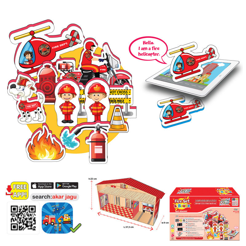 Говореща И Разказваща На Български Игра Профисии Пожарникарски Участък И Станция И ФигуркиС Добавена Реалност 41Х26Х10 На 16 Езика