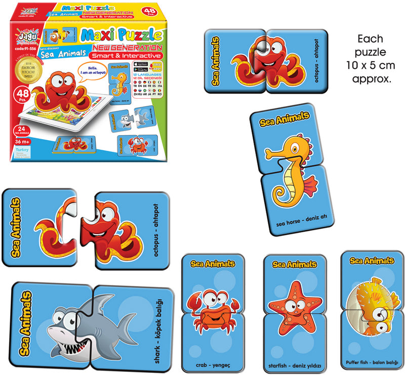 Говорещи И Разказващи На Български Пъзели Морски Животни И За Най Малките С Размери 10Х5 Общо 48 Ел. 24 Модела По 2 Ел. С Добавена Реалност 20Х17Х4 На 16 Езика От Еva Пяна
