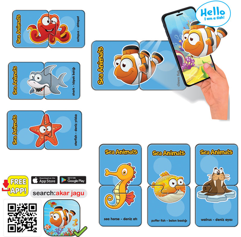 Говорещи И Разказващи На Български Пъзели Морски Животни И За Най Малките С Размери 10Х5 Общо 48 Ел. 24 Модела По 2 Ел. С Добавена Реалност 20Х17Х4 На 16 Езика От Еva Пяна