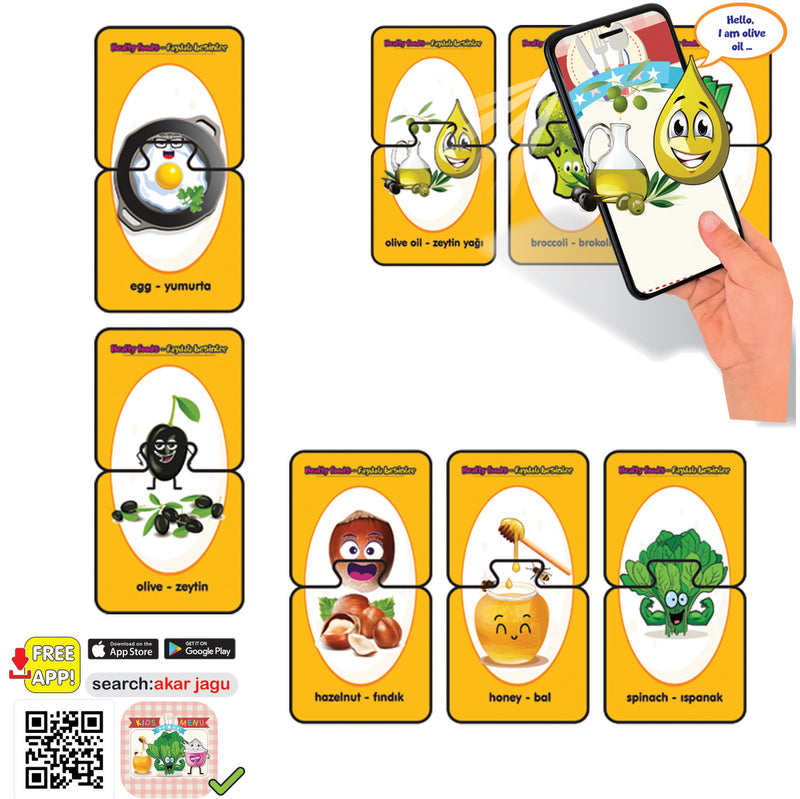 Говорещи И Разказващи На Български Пъзели Здравословни Храни И За Най Малките С Размери 10Х5 Общо 48 Ел. 24 Модела По 2 Ел. С Добавена Реалност 20Х17Х4 На 16 Езика От Еva Пяна