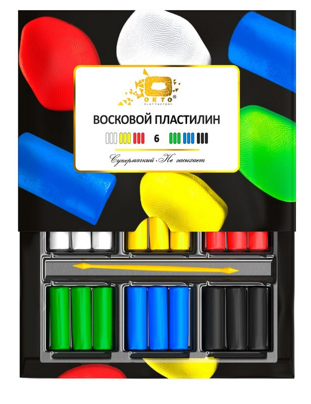 Plastilină ceroasă super moale, care nu se usucă, 6 culori TM Okto