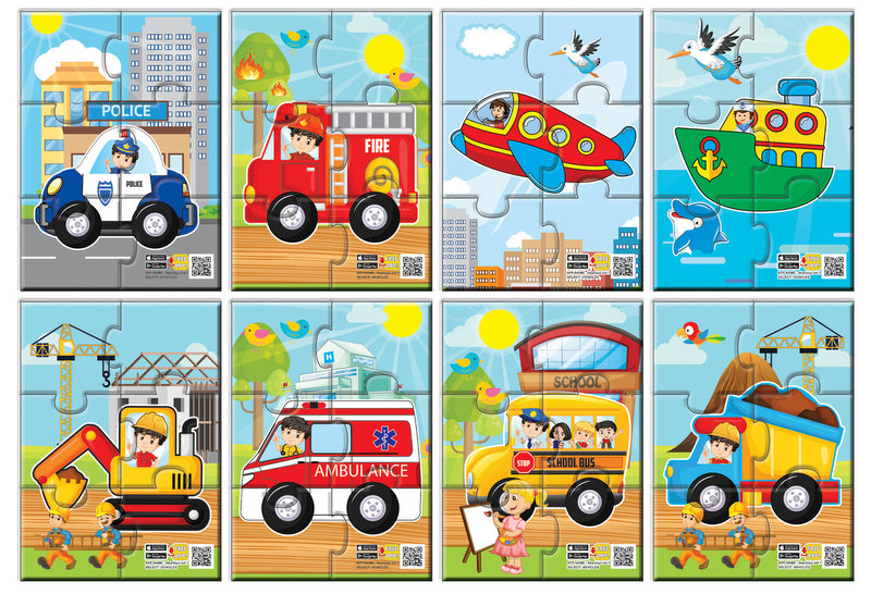 Говорещи И Разказващи На Български Пъзели Транспортни Средства За Най Малките 6 Ел. С Размери 13Х55 Общо 48 Ел. 8 МоделаС Добавена Реалност 26Х21Х7 На 16 Езика От Еva Пяна