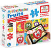 Puzzle-uri cu fructe și cuvinte în limba bulgară pentru cei mici, 6 piese cu dimensiuni 13x55, total 48 de piese, 8 modele cu realitate augmentată 26x21x7 în 16 limbi din spumă EVA