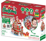 Пъзел 3Д Коледна Къща Шейната И ЕлхатаИ Поставка За Химикали 25Х19Х16Опаковка 26Х21Х7