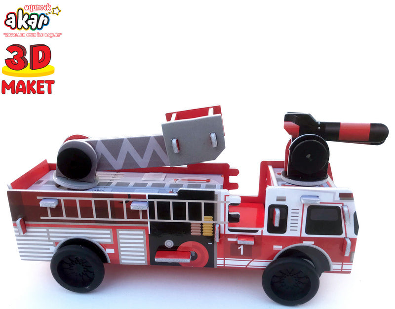 Пъзел 3Д Пожарна С Въртящи Се Колела 29 Ел. С Размер 22Х6Х10 Опаковка 32X0.3X22Cм
