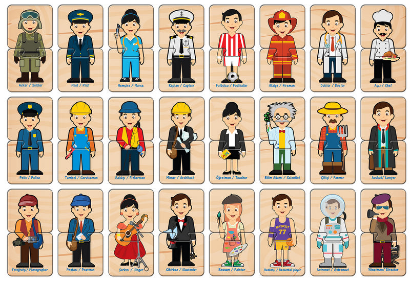 Говорещи И Разказващи На Български Пъзели ПрофисииС Размери 10Х5 Общо 48 Ел. 24 Професии По 2 Ел. С Добавена Реалност 20Х17Х4 На 16 Езика От Еva Пяна