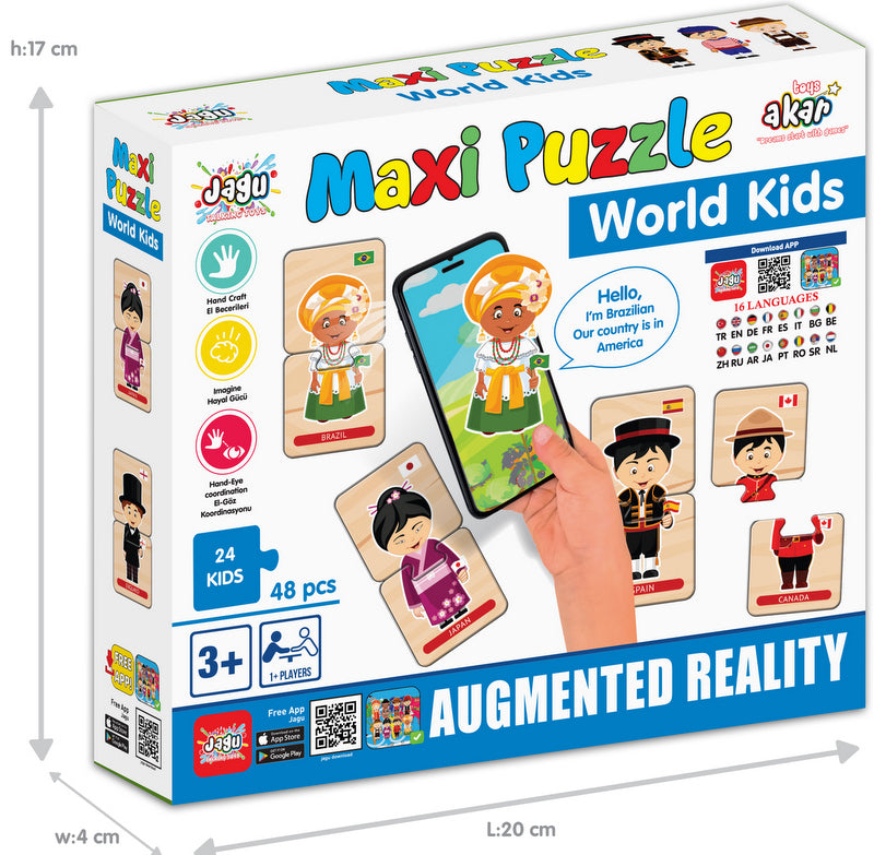 Говорещи И Разказващи На Български Пъзели Децата На Света За Най Малките С Размери 10Х5 Общо 48 Ел. 24 Модела По 2 Ел. С Добавена Реалност 20Х17Х4 На 16 Езика От Еva Пяна