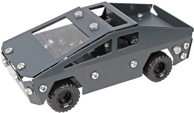 Constructor metalic 19x19x4 cu șuruburi, piulițe, unelte și anvelope pentru a face o mașină futuristă, 175 de piese cu asistență pe YouTube