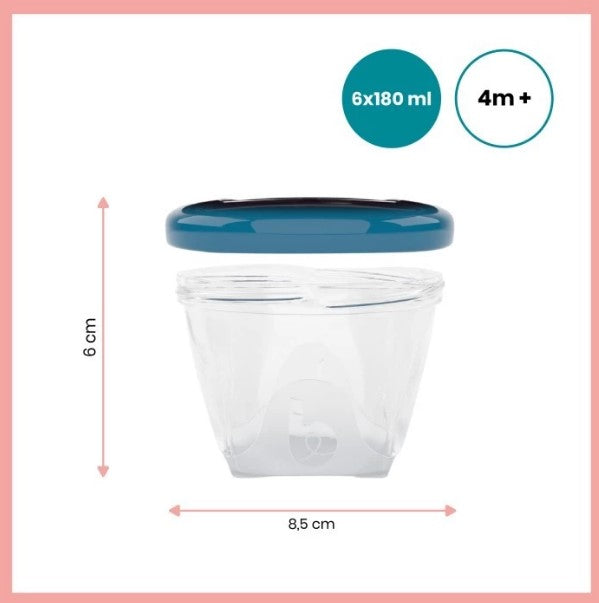 Купички 6 Броя 180 Мл - Контейнери За Храна - Babymoov - BebeMama
