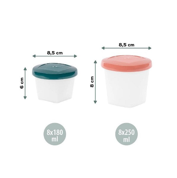 Set de boluri cu alimente bio, 8 piese de 250 ml și 8 piese de 180 ml