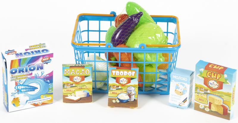 Coș de supermarket cu produse și fructe și legume 23x17x14