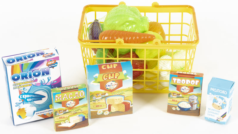 Coș de supermarket cu produse și fructe și legume 23x17x14