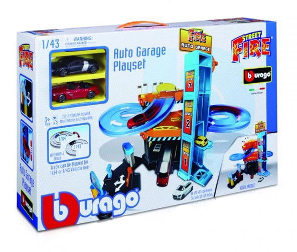 Bburago Street Fire - Гараж С Автомивка, 1 Брой Количка --- BebeMama