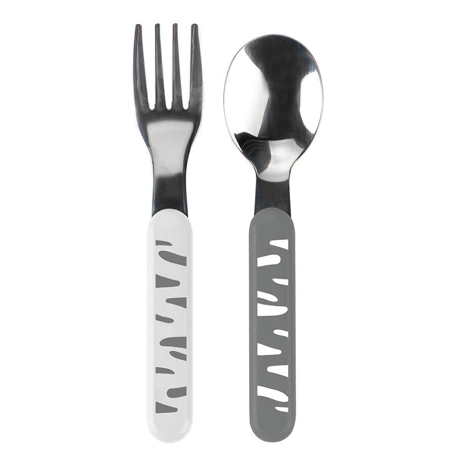 1065/01 Комплект Прибори Сиво /Бяло --- BebeMama