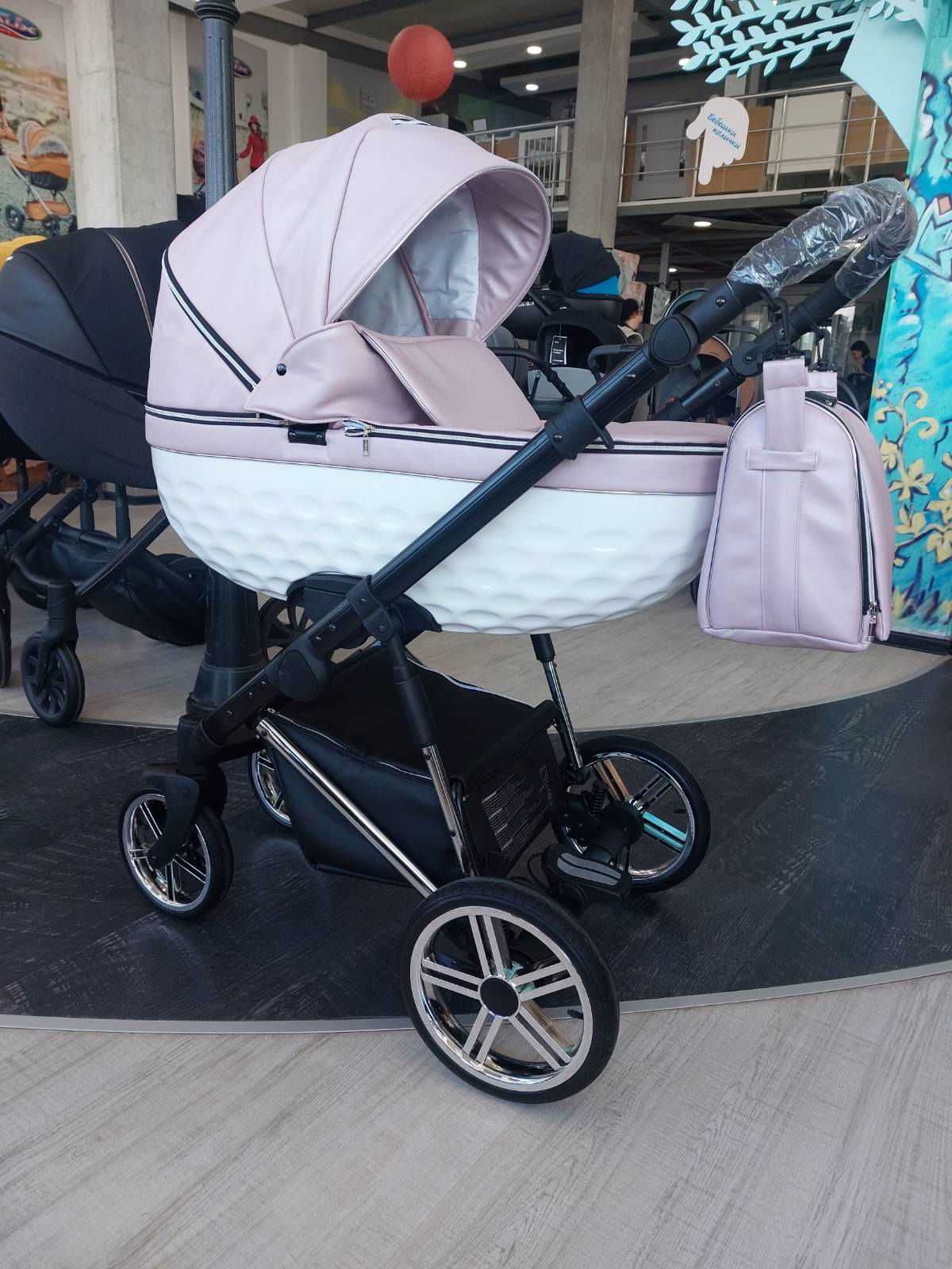 Adbor-Бебешка Количка 3В1 Avenue 3D: Розов/Бял --- BebeMama