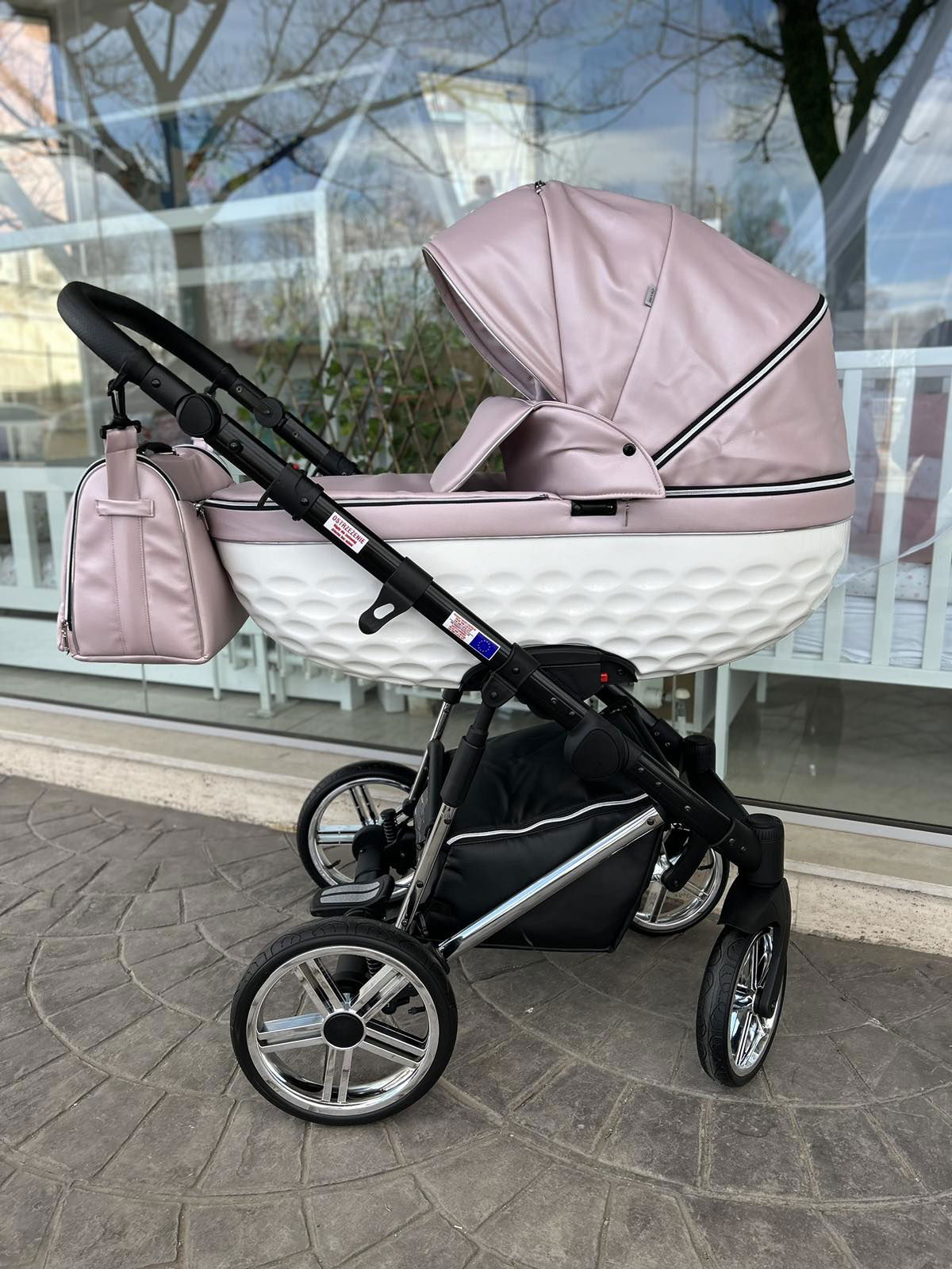 Adbor-Бебешка Количка 3В1 Avenue 3D: Розов/Бял --- BebeMama