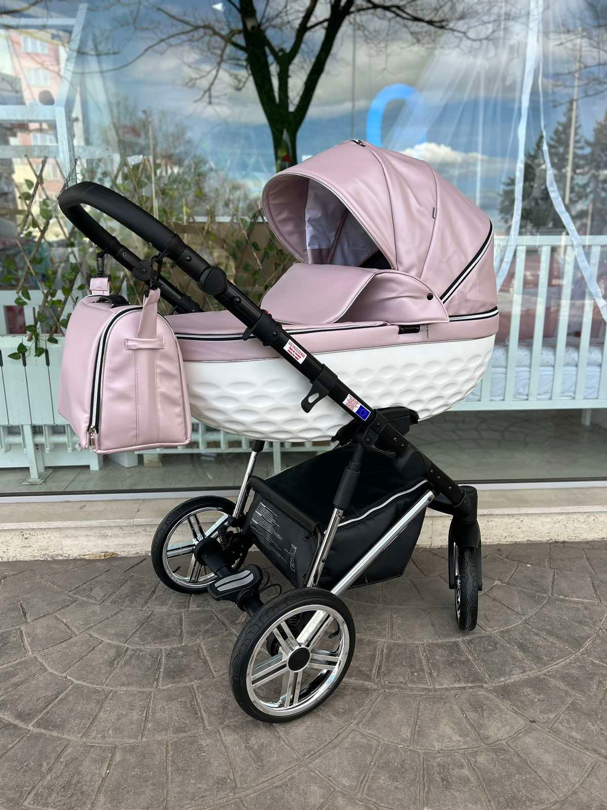 Adbor-Бебешка Количка 3В1 Avenue 3D: Розов/Бял --- BebeMama