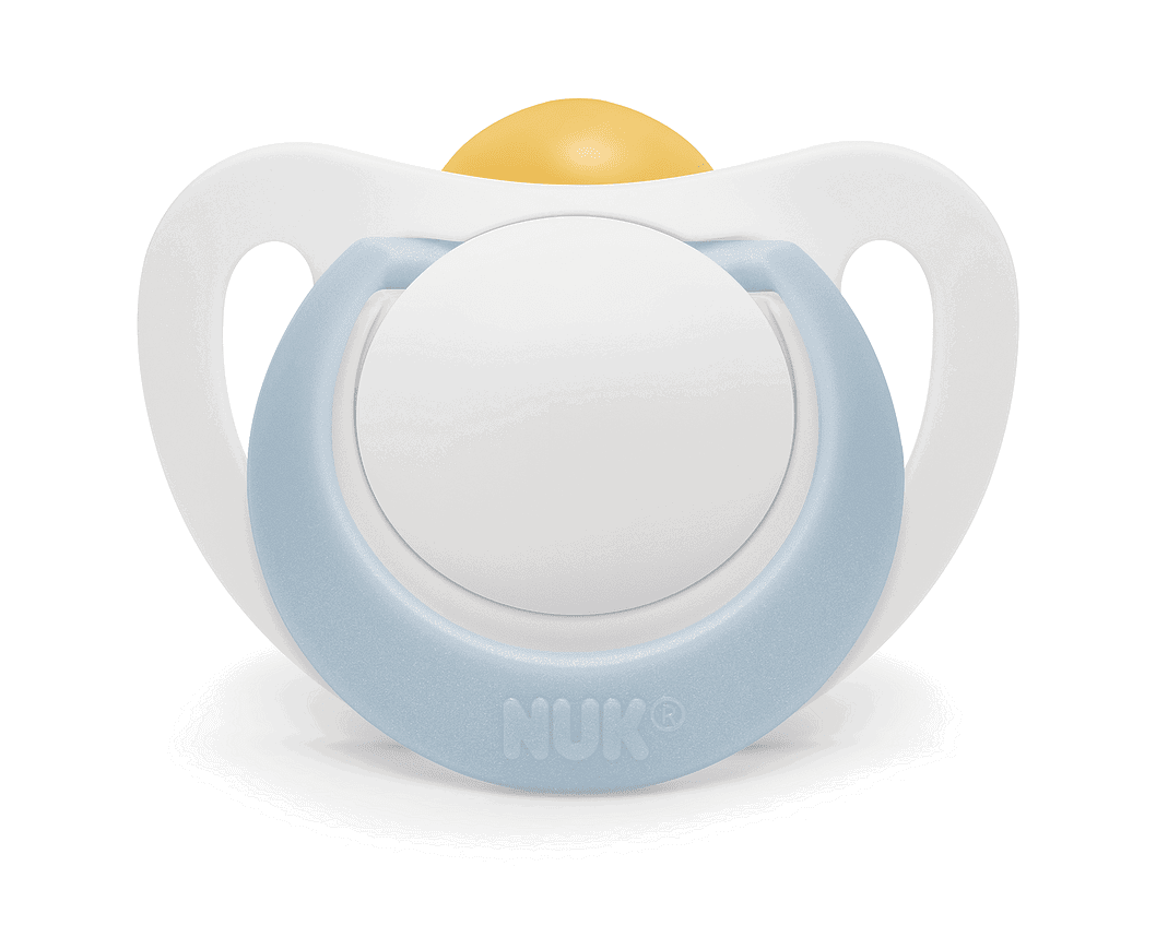 Nuk Биберон Залъгалка Каучук 0-6Мес. 1Бр. Star + Box - Бяло/Синьо --- BebeMama