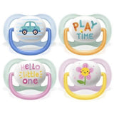 Philips Avent Залъгалки - Ultra Air Happy + Ст. Кутия (0-6М) Микс Надпис/Кола Надпис/Цвете --- BebeMama