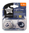 Tommee Tippee Ортодонтични Залъгалки - Night 6- 18М (2 Бр./Оп.) М.Конче/Нарвал --- BebeMama