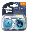Tommee Tippee Ортодонтични Залъгалки - Night 6- 18М (2 Бр./Оп.) Риба/Котка --- BebeMama