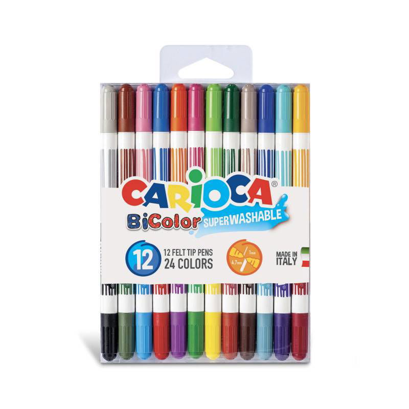 Carioca Bi-Color Флумастери 12Бр. 24 Цвята --- BebeMama