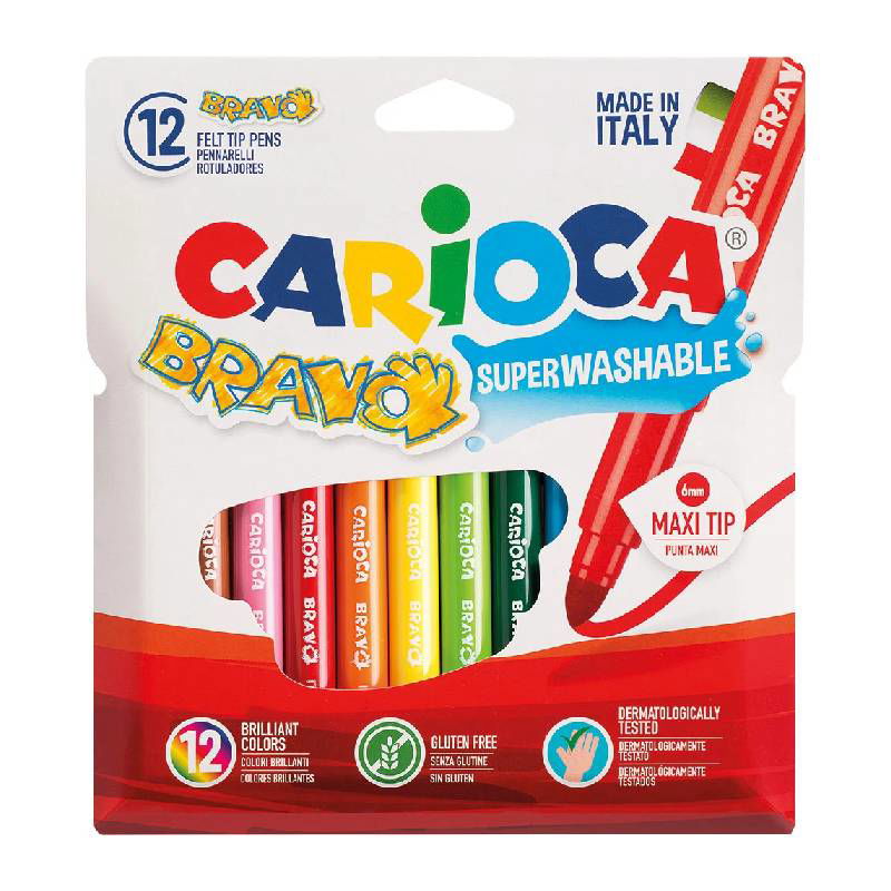 Carioca Bravo Флумастери 12 Цвята --- BebeMama