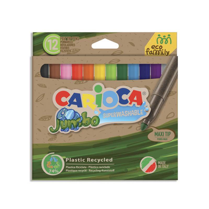 Carioca Jumbo Флумастери Eco Family 12 Цвята --- BebeMama