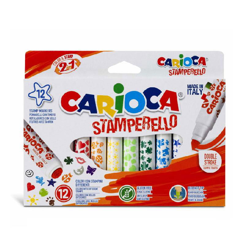 Carioca Stamperello Флумастери С Печат 12 Цвята --- BebeMama