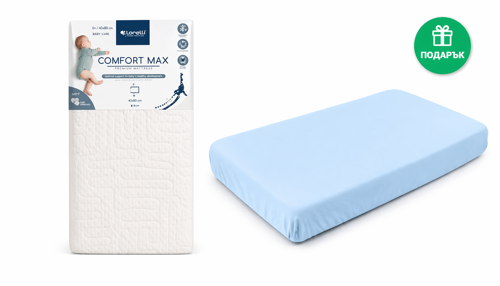 Матрак Confort Max Candide + Памучен Чаршаф С Ластик Sensillo