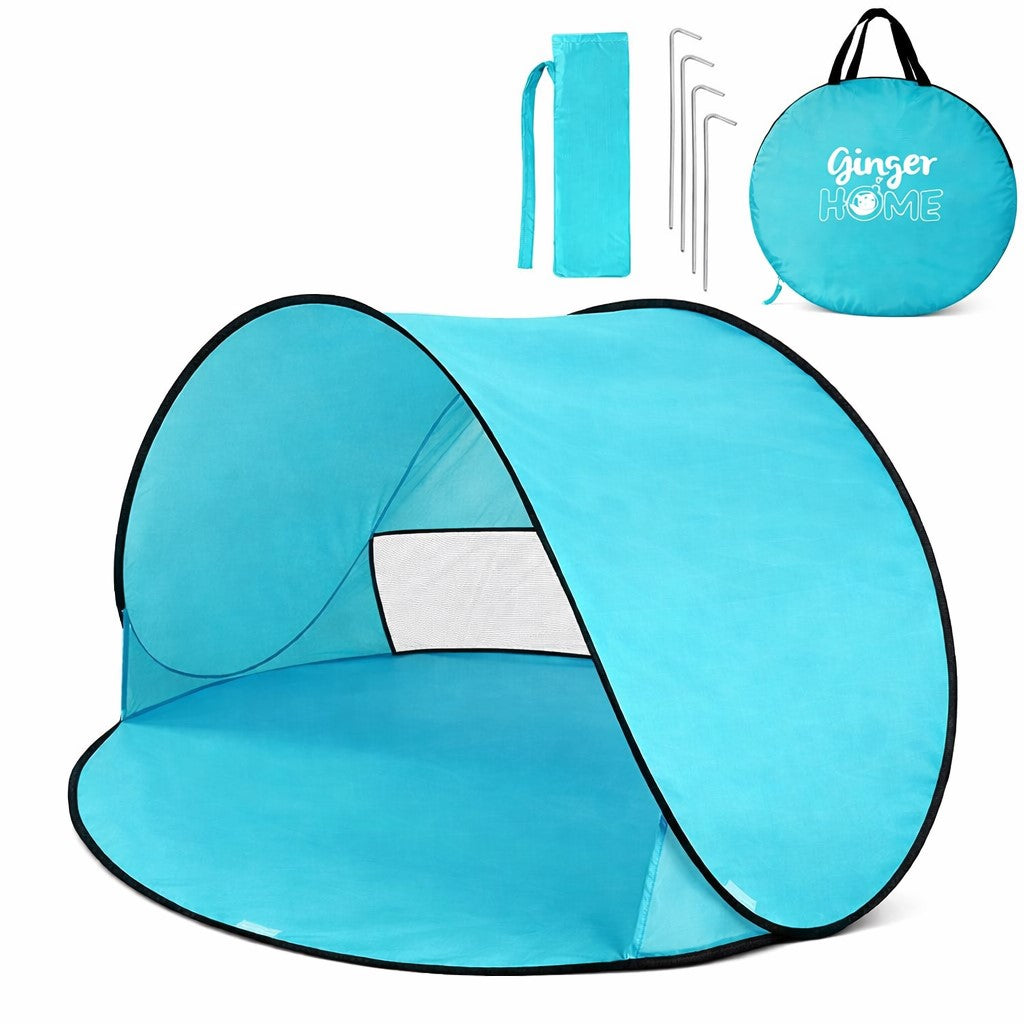 Детска Pop Up Палатка За Игра С Uv Защита 50+ Кръгла, Лека И Сгъваема, За Плаж И Градина, 150×150×90 См Ginger Home
