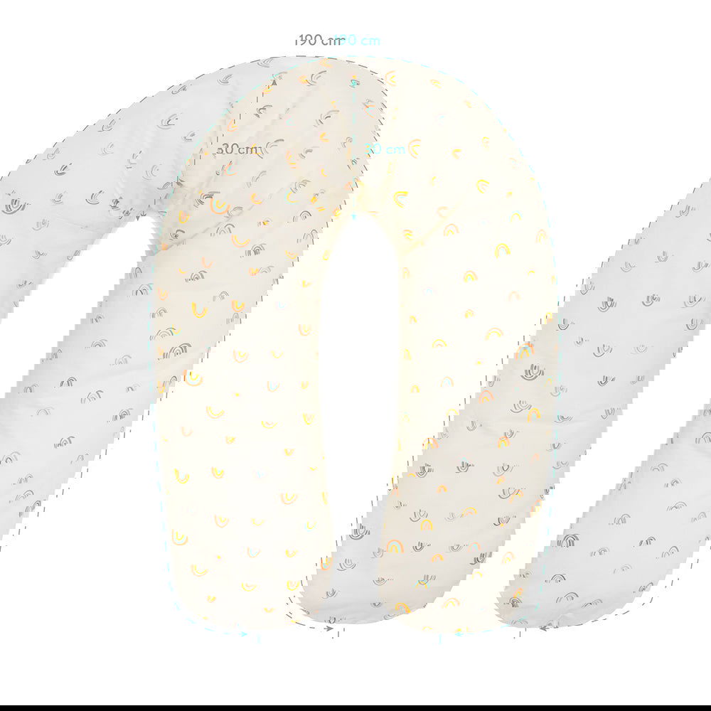 Fillikid Nursing Pillow Възглавница За Бременност И Кърмене С Памучен Калъф - 190 См - Rainbows Beige --- BebeMama