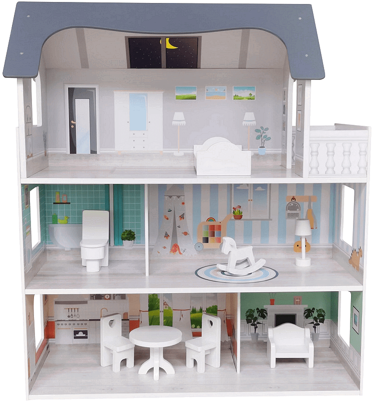 Free2Play Дървена Къщичка За Кукли Сива --- BebeMama