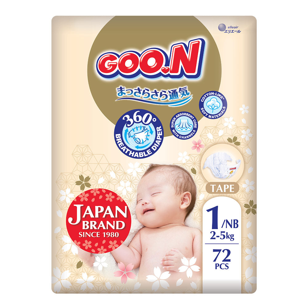 Goo.N Premium Soft Пелени Размер 1, Nb, 2-5Кг, 72 Бр.