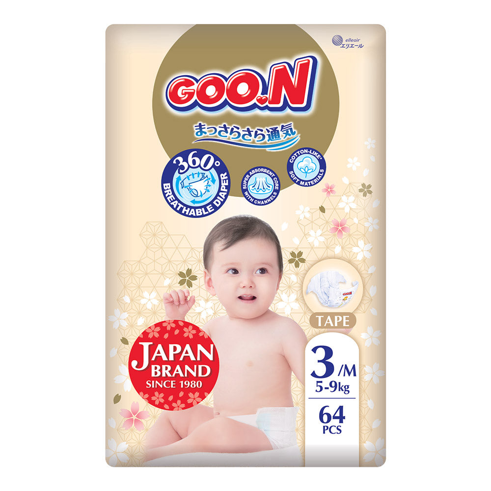 Goo.N Premium Soft Пелени Размер 3, M, 5-9Кг, 64 Бр.