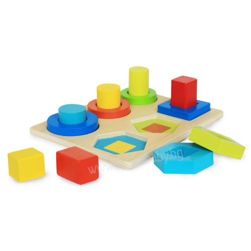 Дървен Пъзел С Геометрични Форми - Сортер