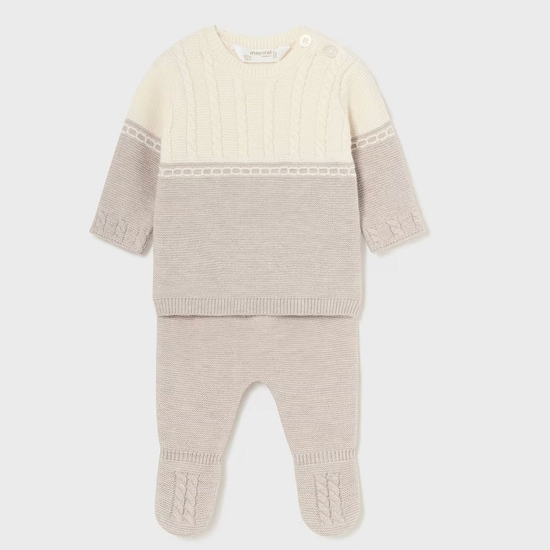 Set cu salopete tricotate din nuc 0-1