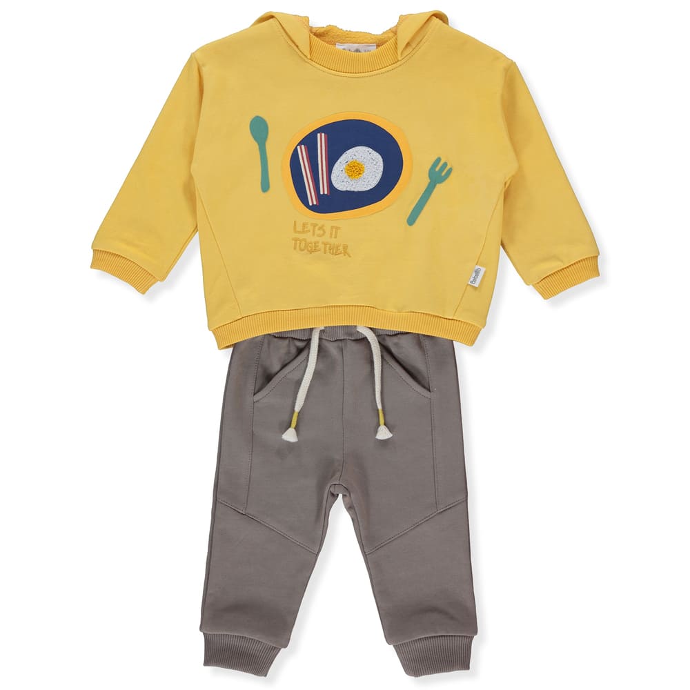 Trening K4433 cu glugă, galben, Good Food, 9-12M/80Cm