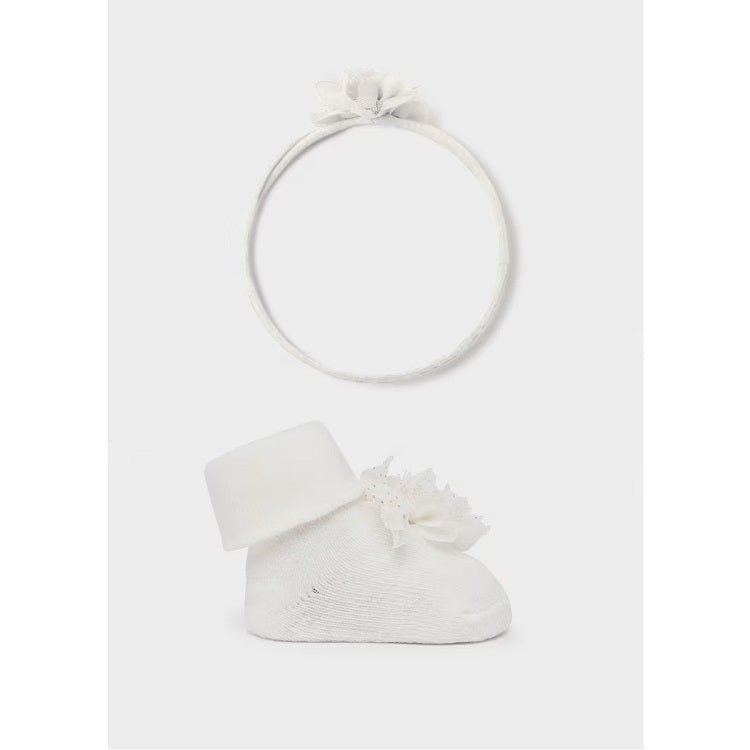 9763 Сет Диадема И Чорапи Мръсно Бял6М