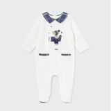 Salopetă cu guler de pluș alb-gălbui 0-1