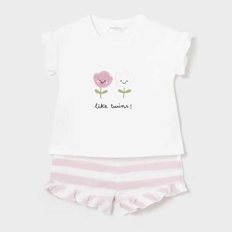 Комплект Трикот.4 Части Къс Беб.Розов 4-6