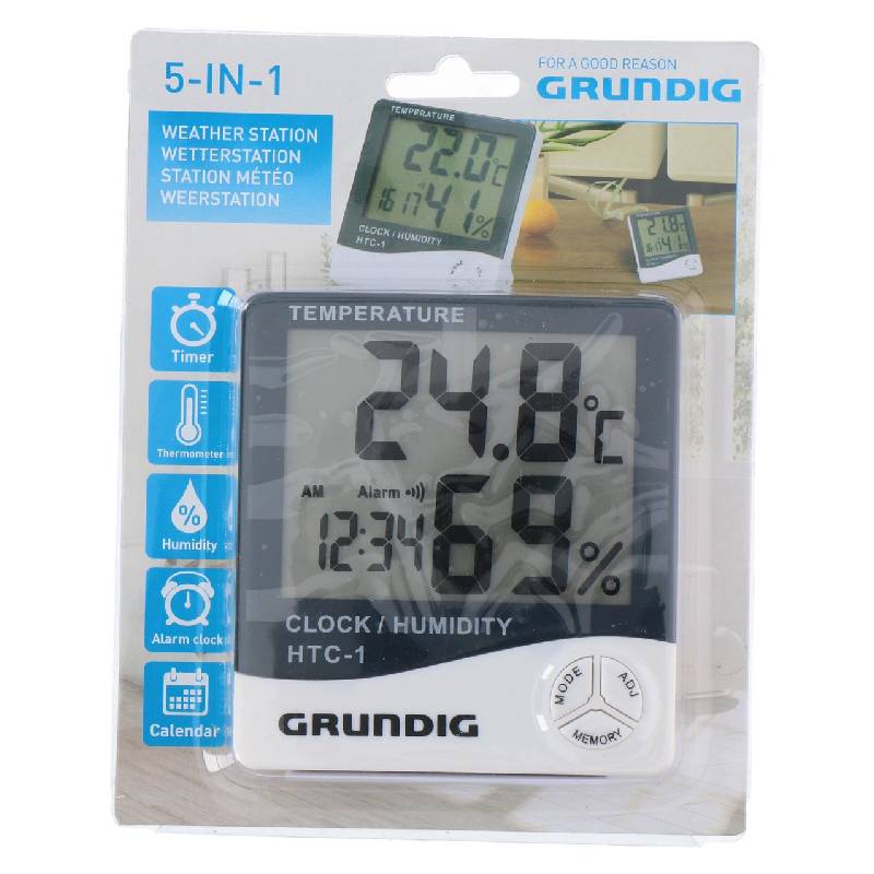 Термометър С Диг.Часовник И Хигрометър Grundig