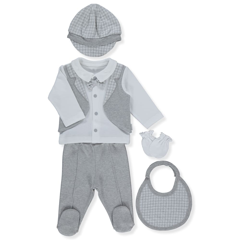 Z930 К-Кт 5Ч. Сив Plaid Duck 0-3M/62Cm