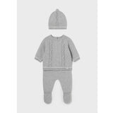 Set de salopetă și căciulă tricotată gri 1-2