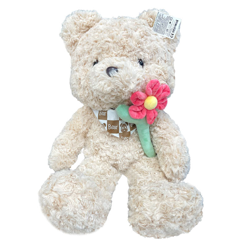 Плюшено Мече Със Цвете 65См. Бежов