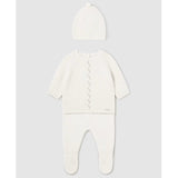 Set de salopetă și căciulă tricotată Milk 1-2