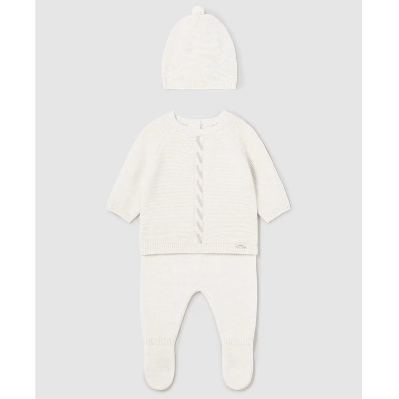 Set de salopetă și căciulă tricotată Milk 1-2