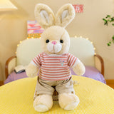 Плюшено Зайче С Блуза Райе Розов 60См.